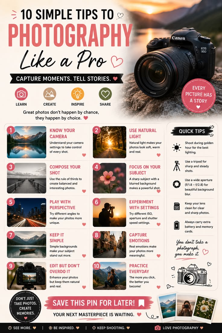 10 Simple Tips Photography Like A Pro.